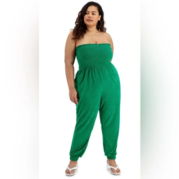 NWT. Plus Size Terry Cloth Strapless Jumpsuit - Picture 1 of 1